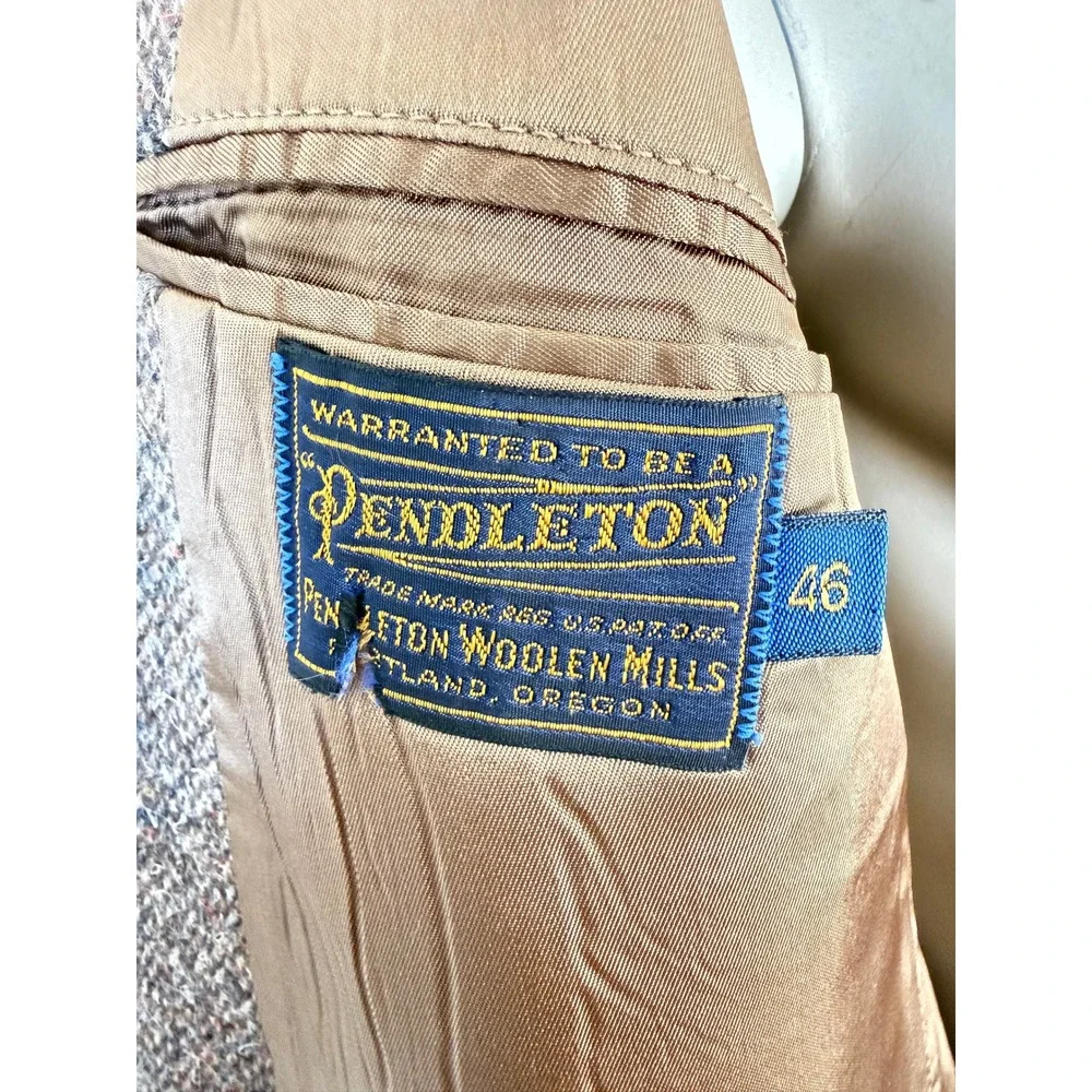 Vintage‎ Pendleton Brown Tweed Wool Blazer Sport Coat Size 46